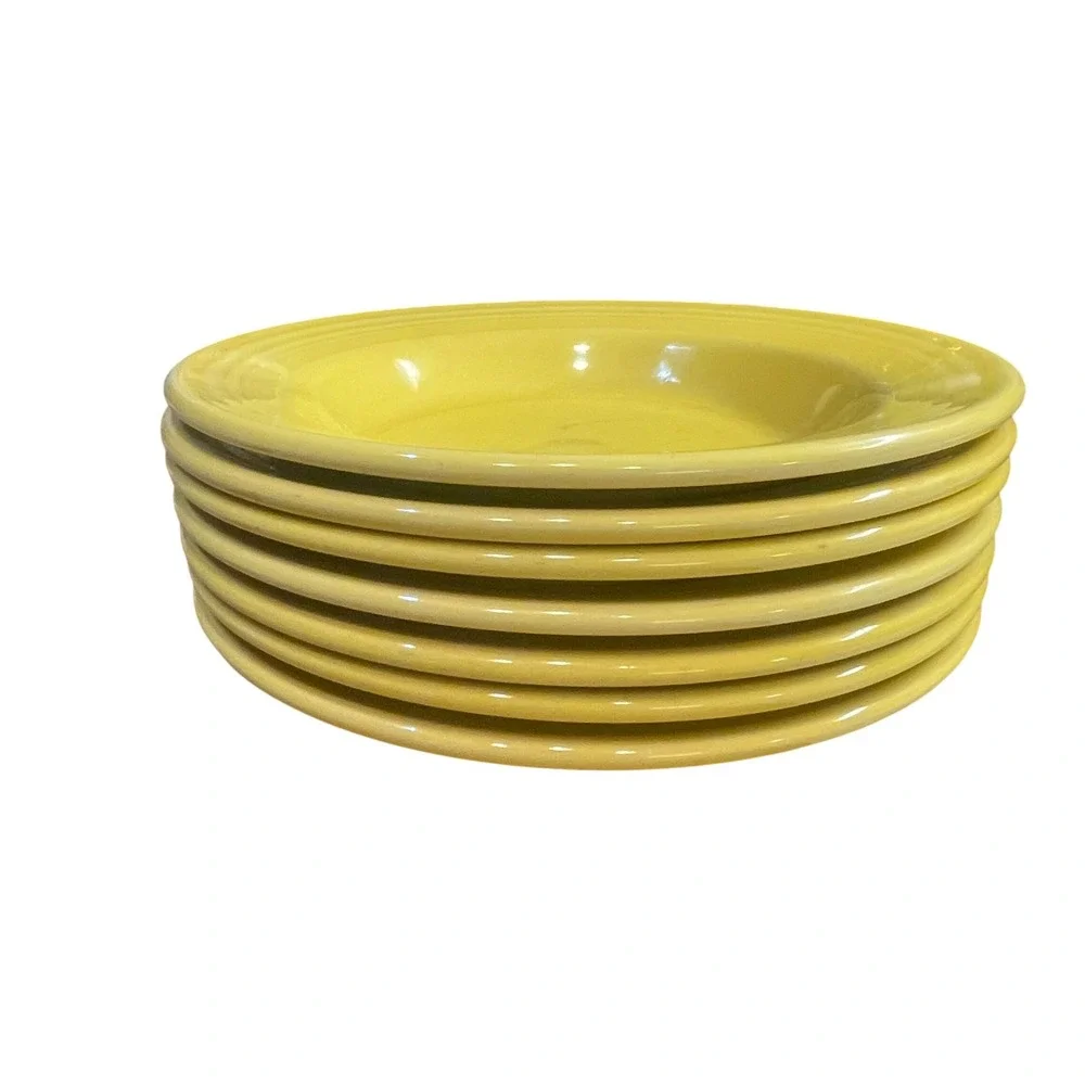 Fiesta Homer Laughlin Sunflower Yellow Rimmed 9 inch Soup Bowls Set of 7